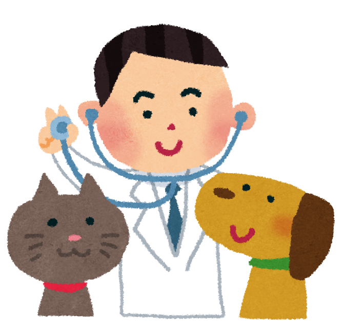 獣医師と犬と猫