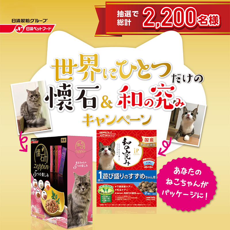 「世界にひとつだけの懐石&和の究みキャンペーン」開催♪あなたの猫ちゃんだけのオリジナルパッケージをGET！