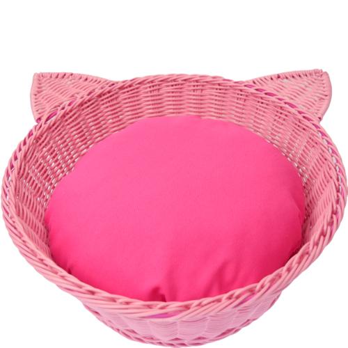 猫鍋ラタンベッド ピンク