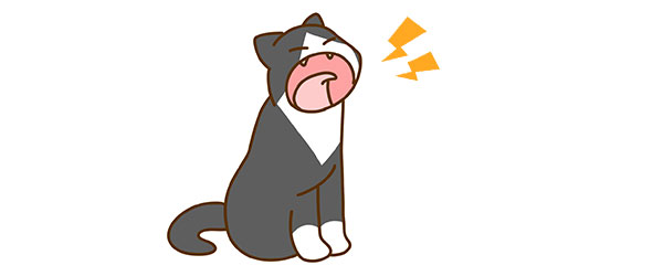 あくびをするハチワレ猫イラスト