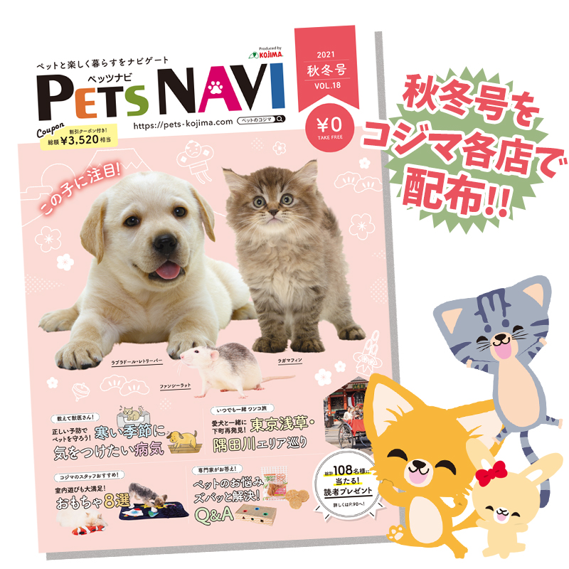 ペットに関する秋冬の情報が満載！ペットの専門店コジマ情報誌『PETS NAVI第18号』が発刊！